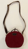Handmade Burlap Jute Leather Circle Bag Wine Red India ( 7.5" x 8.5") Color:deep wine, Inside white and brown woven cotton. Strap brown and chocolate brown leather
