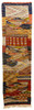 Handwoven Tapestry Wool Map Runner Rug Morocco. Colors: camel, cocoa brown, red brick, light grey, bright olive, indigo and more.
