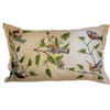 Hand Embroidered Bird Pillow Linen by Rosa Guatemala. The detailed embroidery is birds with branches and leaves in many colors on natural linen colored linen.