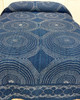 Hand Dyed Bandhani Cotton Bed Spread 4 Coverlet India ne-of-a-kind bandhani dyed and hand stitched cotton quilt by Jabbar and Abdullah Khatri, internationally acclaimed folk artists, Gujarat, India.  One-of-a-kind bandhani dyed and hand stitched cotton quilt by Jabbar and Abdullah Khatri, internationally acclaimed folk artists, Gujarat, India.  This quilt is a work of art! The design is a fine tie dyed pattern and the whole quilt has rows of red  hand stitching. The rows 1 inch apart. Colors: a rich indigo indigo blue with white dots.  The quilt has a thin cotton batting. This is a hand dyed fabric, irregularities are to be expected. The backing in handwoven cotton cloth. 