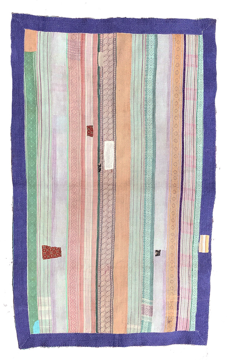 Kantha Quilt Vintage Sari India 32 (48" x 72")