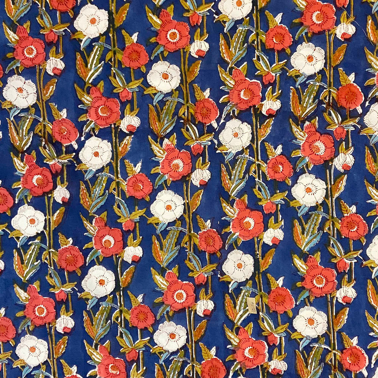 5 Yards Blue Hand Block Print Floral Handmade Indian Cotton Jaipuri blue Fabric 
