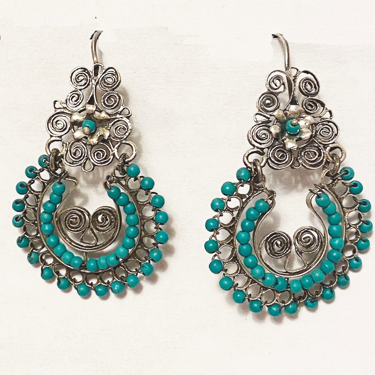 Jewelry - Intricately Crafted Mexican Silver Earrings with Turquoise –  COSAS Mexican Art