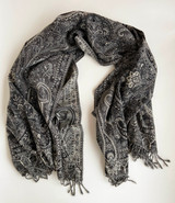 Handwoven Boiled Wool Throw Black and White India (54" x 80")