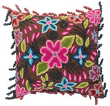 Peru Woolen Hand Woven and Embroidered Brown Pink Purple Blue Green Pillow