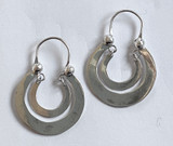 Handmade Traditional XLarge Double Hoop Silver Earrings Guatemala