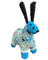 Monkeybiz Beaded Bunny South Africa Colors: aqua, robins egg blue, white, camel tan and black.