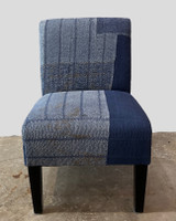 We bought this new side chair and asked our Upholsterer to work his magic and here it is! It is recovered it with a vintage cotton kantha quilt.  The quilt is 4 layers of fabric. The colors are shades of pale blue grey to indigo with colors coming throw from the layers below(See the detail). This size works in many different places in the home.

