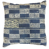 Beautiful pillow made with a vintage batik resist dyed fabric. The pillow front is deep indigo with batik dyed patterns.. The back is deep indigo blue cotton cloth. 90/10 feather down insert, zippered back.