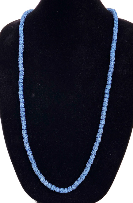 Hand Knotted Button Bead Long Necklace Indigo Morocco (15.5" drop) soft natural dyed indigo