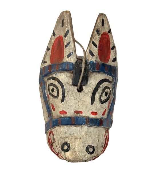 Wood Hand Carved and Painted Horse Mask Guatemala. 