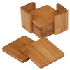 Bamboo Square 3 3/4" 6-Coaster Set with Holder