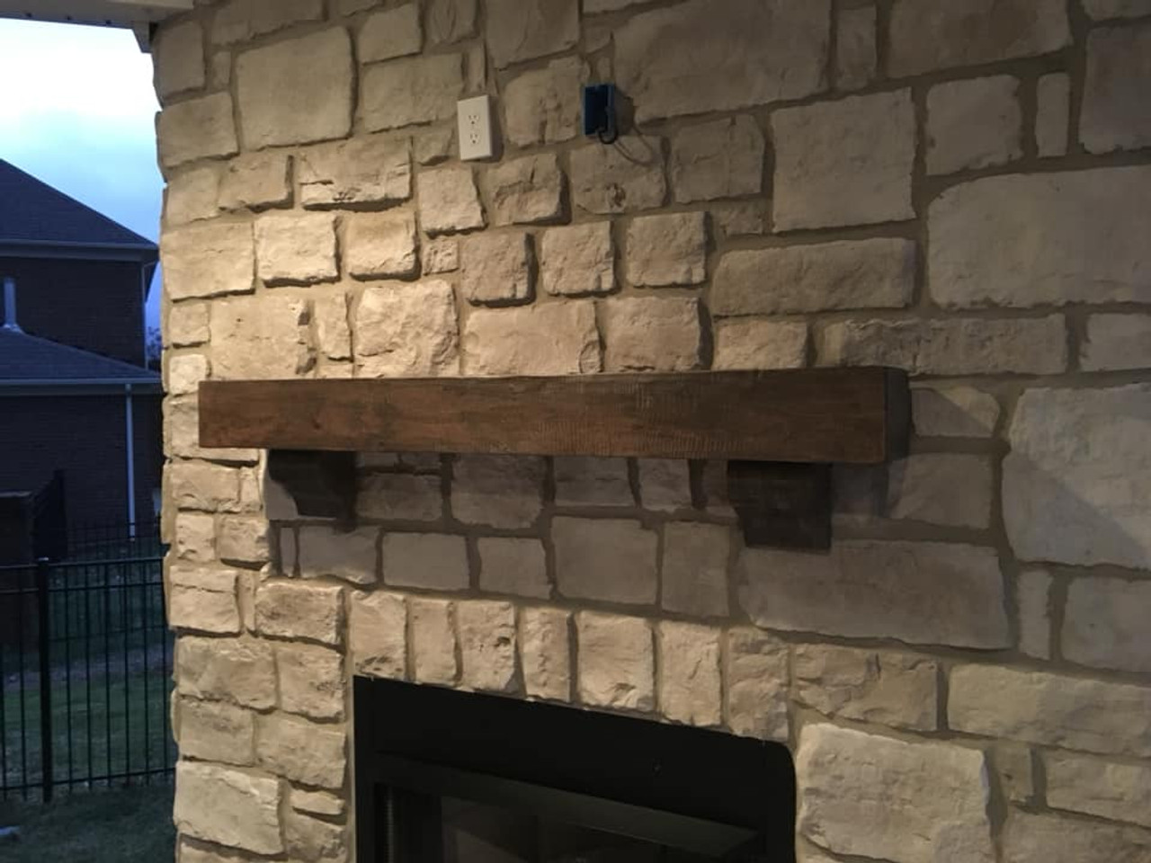 rustic fireplace mantel corbels