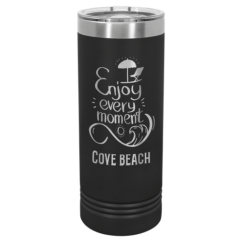 22 oz. Polar Camel Black Skinny Tumbler with Slider Lid