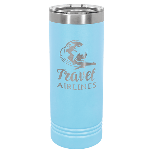 22 oz. Polar Camel Light Blue Skinny Tumbler with Slider Lid