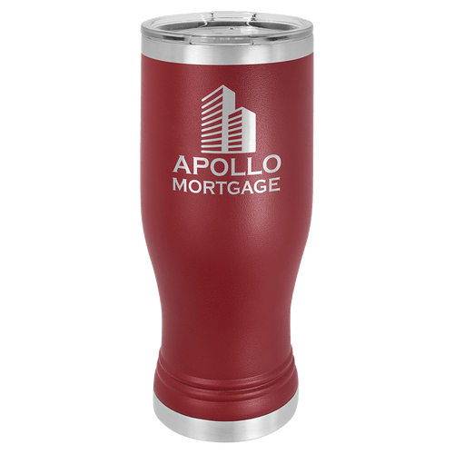 Polar Camel 20 oz. Pilsner with Clear Lid - Maroon