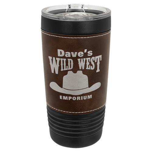 Polar Camel 20 oz. Ringneck Tumbler - Black with Rustic Leatherette