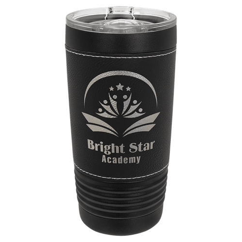 Polar Camel 20 oz. Ringneck Tumbler - Black with Black/Silver Leatherette