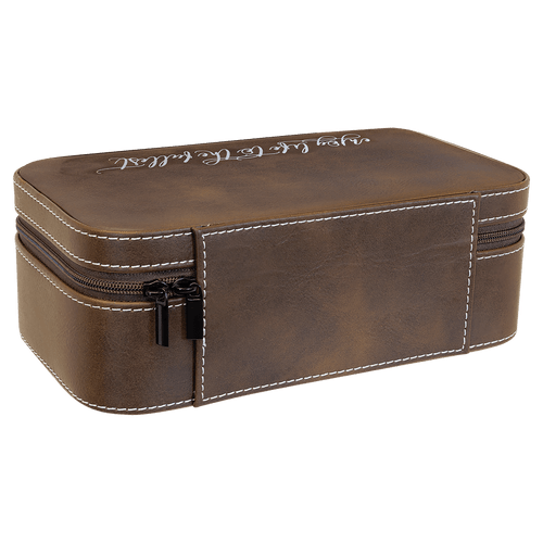 7 1/2" X 4 1/2" Rustic/Silver Laserable Leatherette Jewelry Box
