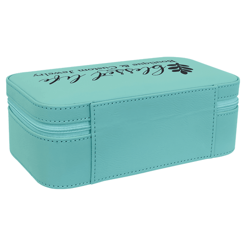 7 1/2" X 4 1/2" Teal Laserable Leatherette Jewelry Box