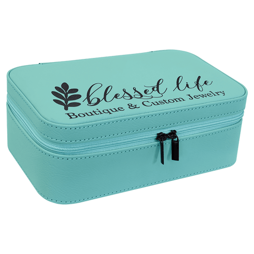 7 1/2" X 4 1/2" Teal Laserable Leatherette Jewelry Box