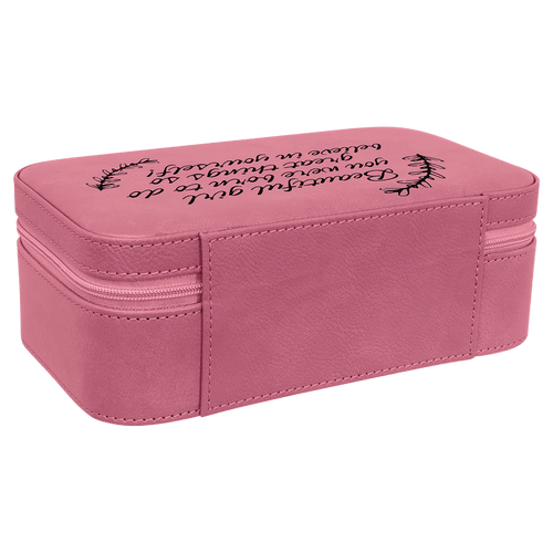7 1/2" X 4 1/2" Pink Laserable Leatherette Jewelry Box