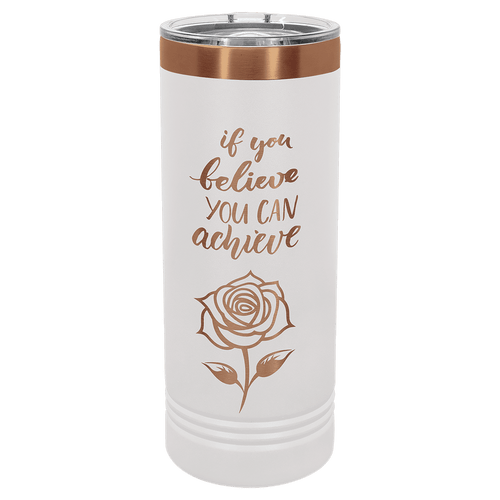 Polar Camel 22 oz. White/Rose Gold Skinny Tumbler