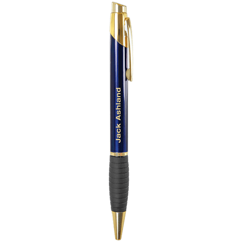 Brass Ballpoint Pen with Gripper Gloss Blue