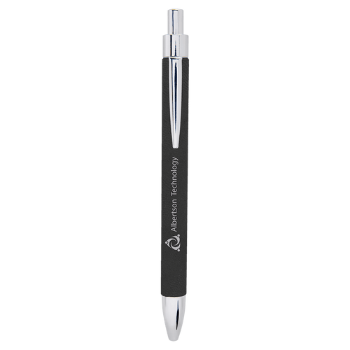 Laserable Leatherette Pen Black/Silver