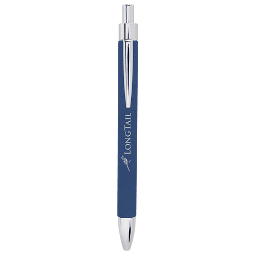 Laserable Leatherette Pen Blue/Silver