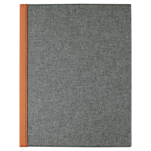 Laserable Leatherette / Gray Canvas Portfolio with Notepad 9 1/2" x 12" Rawhide