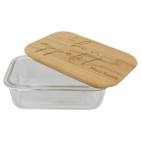 21 oz. Rectangle Glass Container with Bamboo Lid