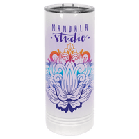 Sublimated 22 oz. Polar Camel White Skinny Tumbler with Slider Lid