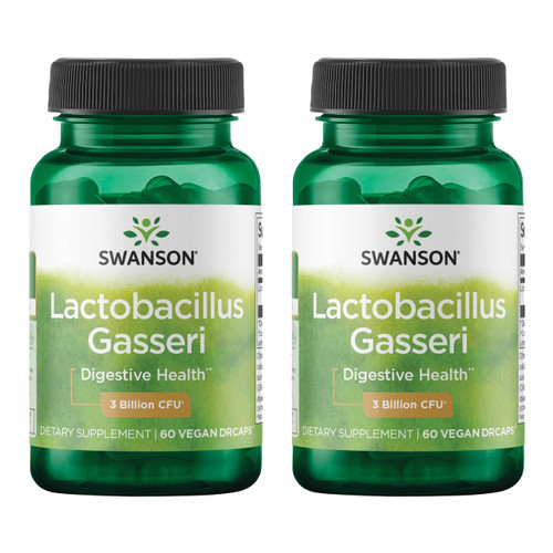 Swanson Lactobacillus Gasseri Probiotic for Adults Seeking Digestive and Metabolic Support with 3 Billion CFU - Acid-Resistant, No Refrigeration (60 Vegan Capsules, 2 Pack)