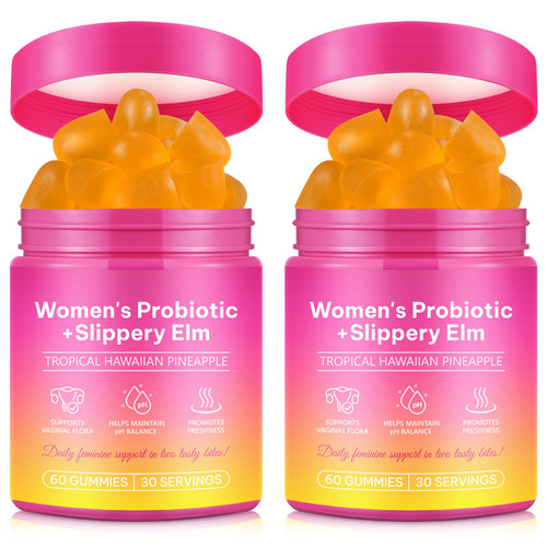 Vaginal Probiotics for Women Gummies,Digestive Health Support,PH Balance,Immune Support,Yeast Control,Odor Relief,Promotion of Womens Health,Natural Pineapple Flavor,Vegan,Gluten-Free,120 Count (2)
