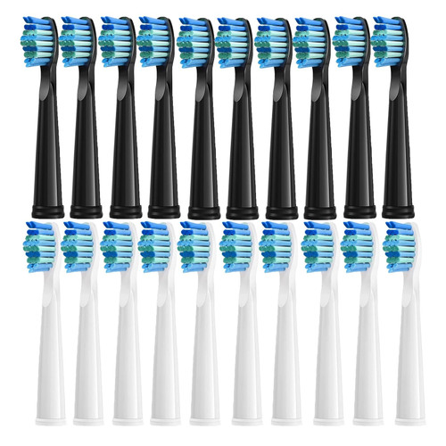 OUTIFUOSSR 5/10/20Pcs Electric Toothbrush Replacement Heads Compatible for SEAGO SG910/507/958/515/949/575/551(10White 10Black)