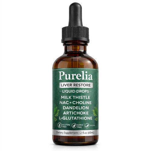 Purelia Liver Restore Drops, Complete Liver Support with Milk Thistle, Natural Balance - 2 Fl Oz (60ml)