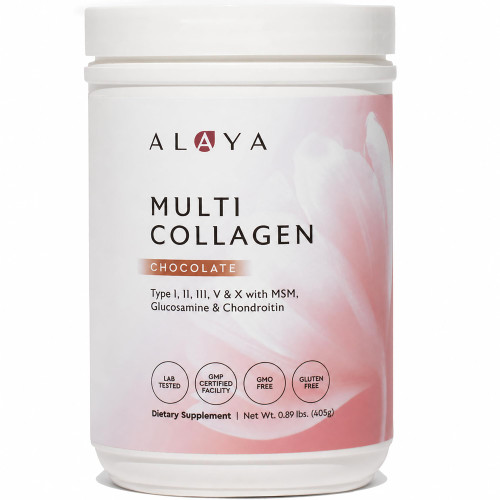Alaya Multi Collagen Powder - Type I, II, III, V, X Hydrolyzed Collagen Peptides Protein Powder Supplement with MSM + GC (Chocolate)