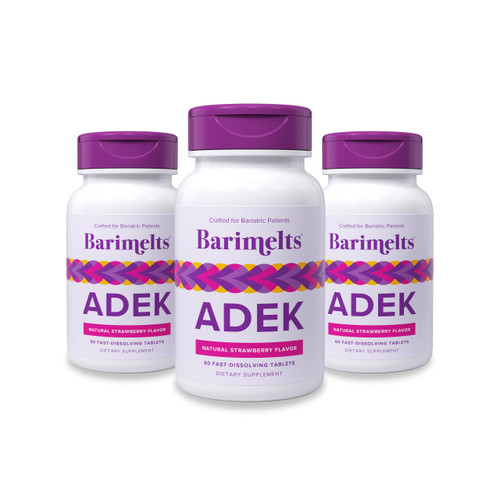 BariMelts ADEK - 180 Fast-Dissolving Tablets (6-Month Supply) - Sugar-Free Bariatric Vitamins for Women Including Vitamin A, Vitamin D, Vitamin E & Vitamin K, Natural Strawberry Flavor​