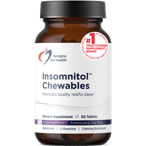 Designs for Health Insomnitol Chewables - Chewable Melatonin - 200mg L-Theanine, 5-HTP, Vitamin B6 + Inositol - Delicious Lemon Flavored Supplement - Vegan (60 Tablets)