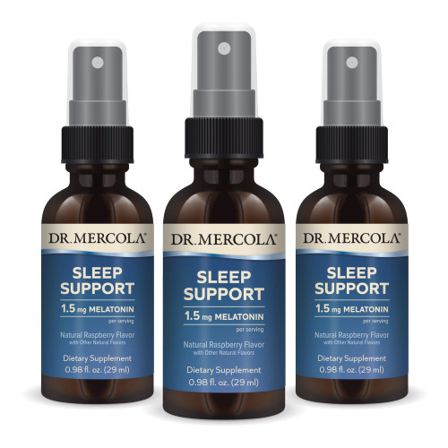 Dr. Mercola Sleep Support with Melatonin Spray - Supports Restful Sleep - Non-GMO, Gluten-Free & Soy-Free - Natural Raspberry Flavor - 0.98 fl oz (3 Pack)