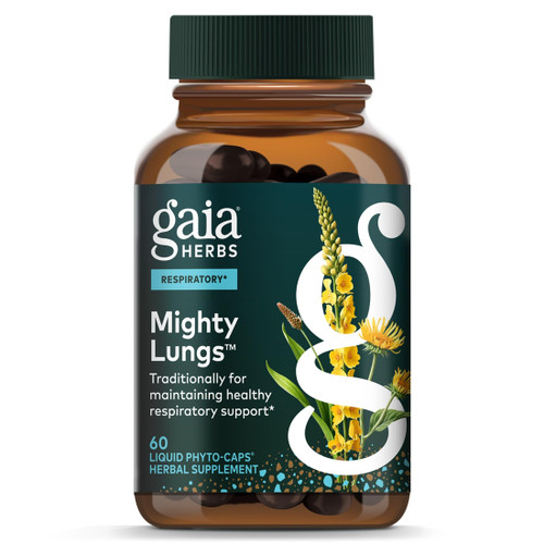 Gaia Herbs Mighty Lungs - Lung Support Supplement with Herbs Traditionally Used to Help Maintain Respiratory Health* - 60 Vegan Liquid Phyto-Caps (60 Servings)