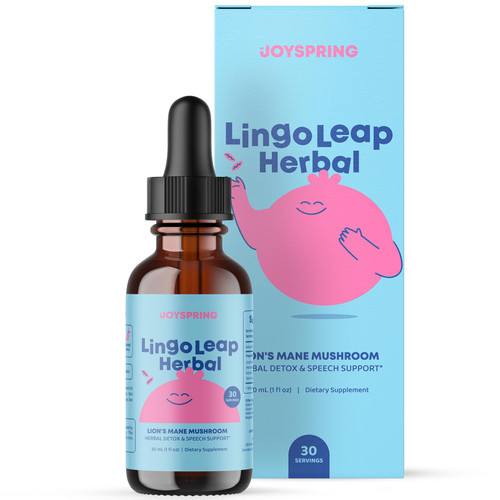 JoySpring Lions Mane for Kids Liquid Drops | LingoLeap Kids Cognitive & Brain Support Herbal Supplement | Lion’s Mane Mushroom with Gotu Kola & Ashwagandha |Raspberry Flavor| 30 Servings