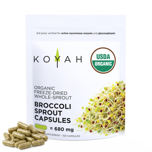 KOYAH - Organic Broccoli Sprout Capsules, Freeze-Dried: 150 Capsules