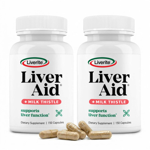 LIVERITE Liver Aid 2-Pack 150 Capsules (Total 300ct) Liver Support Supplement with Amino Acids, Choline, Milk Thistle & Vitamin B12 – Supports Healthy Liver Function, Energy & Metabolism