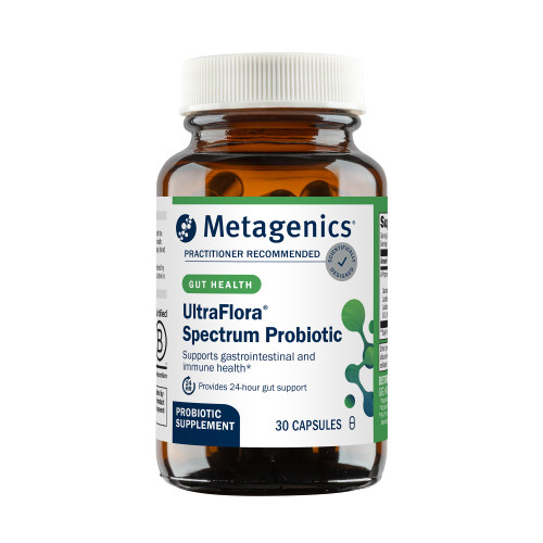 Metagenics UltraFlora Spectrum - Shelf-Stable Probiotic for Gut & Digestive Wellness, Healthy Microbiome & Flora Support* - Non-GMO & Gluten-Free - 1-Month Supply - 30 Capsules