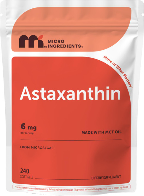 Micro Ingredients Astaxanthin 6mg with MCT Oil, 240 Softgels | Premium Astaxanthin Antioxidant Supplements* | Fresh Microalgae Source | Triple Strength, Non-GMO, Gluten Free, No Soy