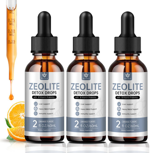 (3 Pack) Zeolite Drops for Adults and Kids – 99%+ Pure Natural Zeolite clinoptilolite, with Vitamin B, Probiotic Blend, Vegan, Non-GMO - Supports Immune Health, Supplement Energy and Attention