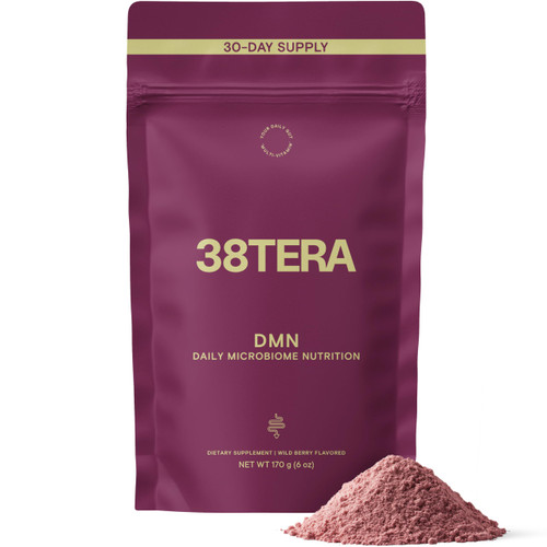 38TERA DMN Prebiotic Fiber Supplement Powder - Daily Microbiome Nutrition for Digestive Comfort, Regularity & Bloating Support, 3 Prebiotic Blend, Low FODMAP, Plant-Based, 6 Oz Wild Berry, 30 Servings