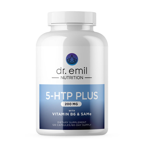 DR. EMIL NUTRITION 200 MG 5-HTP Plus with SAM-e for Mood, Stress, and Sleep - 5HTP Supplement with Vitamin B6-120 Vegan Capsules, 60 Servings